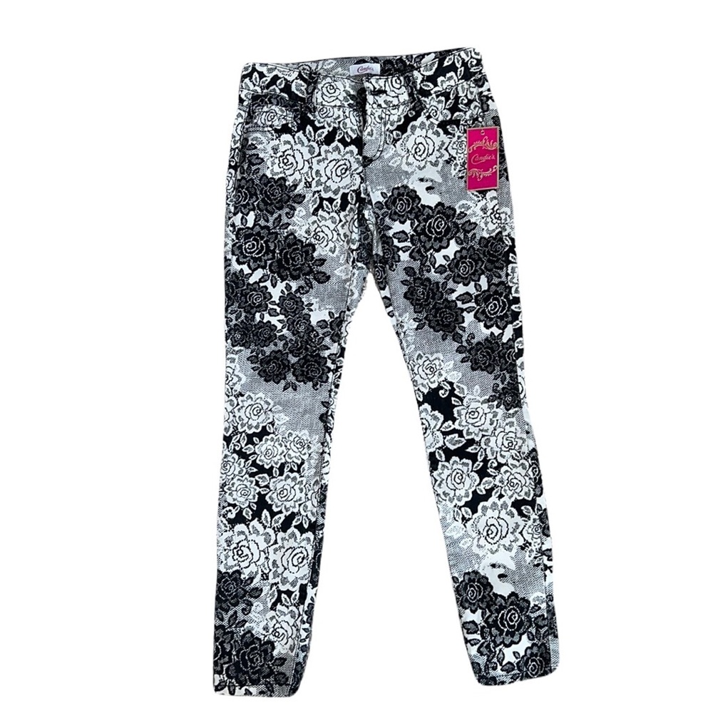 Candie’s “Vintage Floral” Black White Skinny Jeans Size 3 Juniors